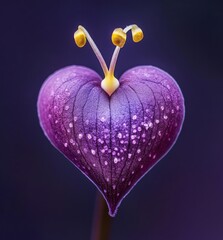 Close-up of a unique purple flower shaped like a heart.