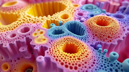 Abstract 3D fractal art with colorful patterns and textures.