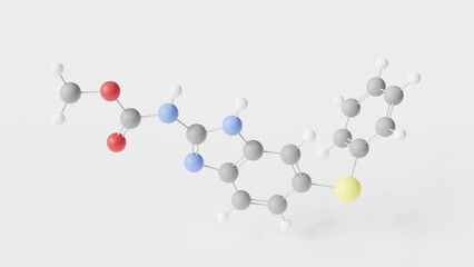 fenbendazole molecule 3d, molecular structure, ball and stick model, structural chemical formula anthelmintic agent