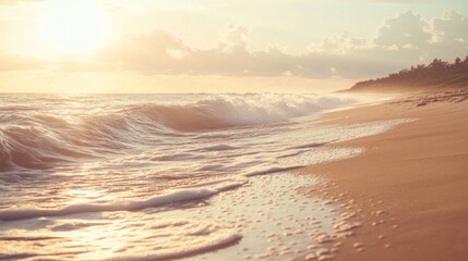 Obraz premium Serene Coastal Sunset with Gentle Waves