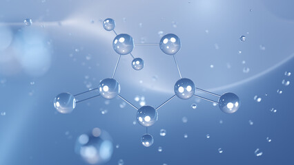 thiazolidinedione molecular structure, 3d model molecule, antidiabetic, structural chemical formula view from a microscope