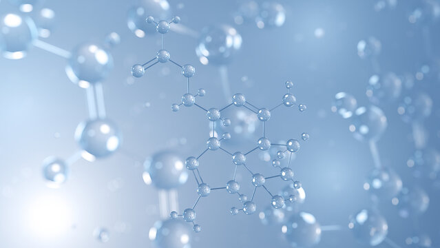 saxitoxin molecular structure 3d, neurotoxin, structural chemical formula view from a microscope