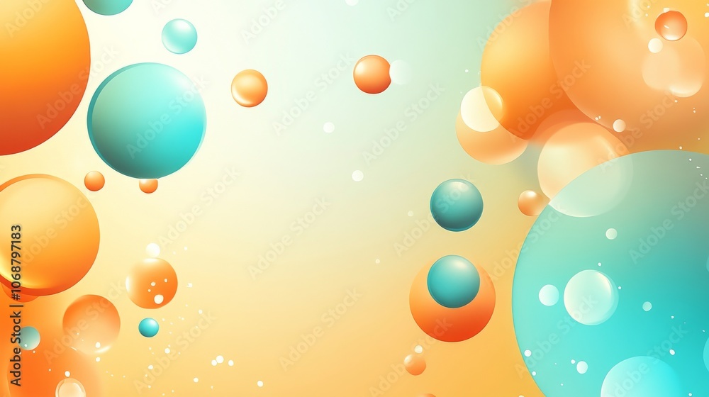 Poster colorful abstract background with floating spheres in gradient hues