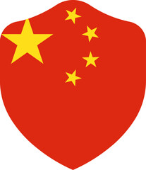 China Flag on Shield Shape