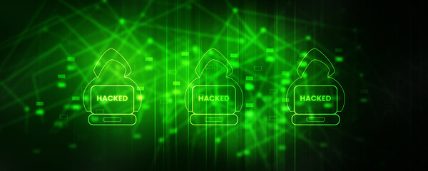 

2d illustration Cyber crime and internet privacy hacking. Network security, Cyber attack, Computer Virus, Ransomware, and Malware Concept

