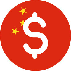 China Flag on US Dollars