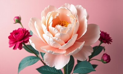 Elegant floral composition large peony bloom delicate petals