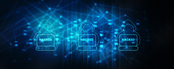 

2d illustration Cyber crime and internet privacy hacking. Network security, Cyber attack, Computer Virus, Ransomware, and Malware Concept

