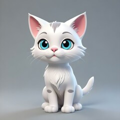Obraz premium Cute 3d cat white character 