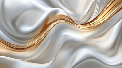 Obraz premium Abstract background with flowing white and gold textures. Ideal for elegant and luxury designs.