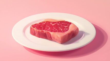 Raw calf s neck steak displayed on a white plate fresh and unprocessed ideal for culinary presentations