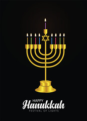 Happy Hanukkah the festival of lights vector poster