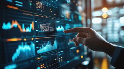 Digital Display Showcasing Inventory Data and Technological Warehouse Systems