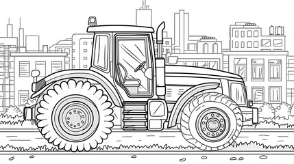 Obraz premium earthmover art outline illustration without color