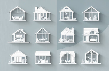 Fototapeta premium Home Illustration on Blue Background