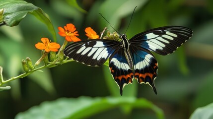 Fototapeta premium Black and White Butterfly in Nature