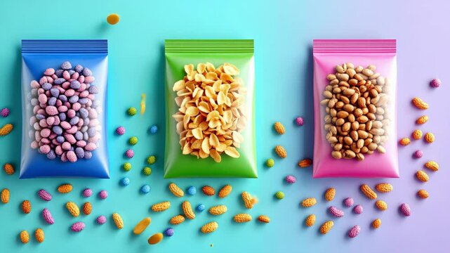Snack packaging mockup on vibrant background for branding and design inspiration