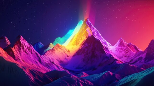 Santis mountain illuminated by vibrant laser lights at night showcasing a mesmerizing display of colors