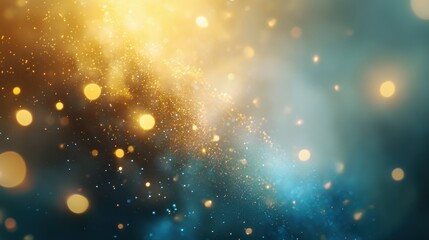 Fototapeta premium Create a dreamy atmosphere with bokeh lights in soft shades of gold and blue