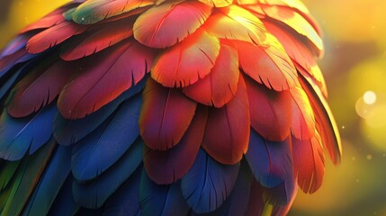 Obraz premium Stunning close up of vibrant parrot feathers showcasing intricate texture and color details