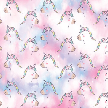 Unicorn animals cute baby pattern. Seamless vector scandinavian girly print for textile and nursery.