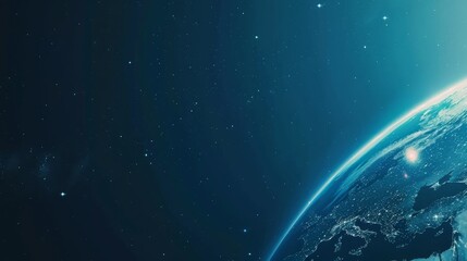 Fototapeta premium Serene blue gradient backdrop of earth with glowing lights for a peaceful website banner design