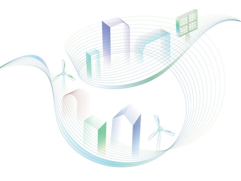 Curve Wavy Line A016 city on loopback with ECO element shows the environmental protection vector illustration graphic EPS 10
