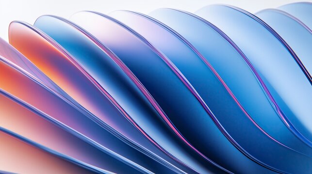 closeup detail of a 3d render of soft, rounded layered material arranged as organic motion flow, translucent surfaces, iridescent surfaces, glow, game of soft light and shadow, in style of minimalist 