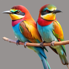 Fototapeta premium Free Vector Colorful beautiful 2 bird's in a white background 