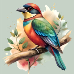 Obraz premium Free Vector Colorful beautiful bird in a white background 