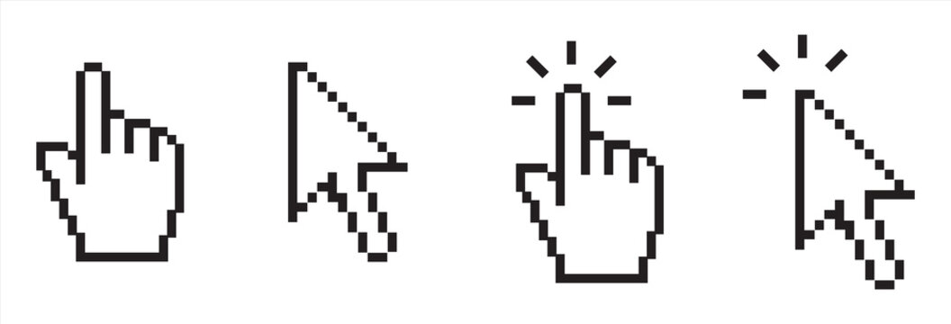 pixel cursor icon, mouse pointer click icon vector illustration