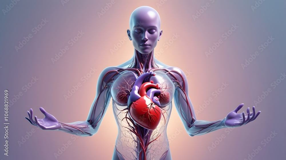 Poster a stunning transparent human figure with radiance captured in an ethereal setting for creative and a