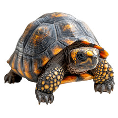 Fototapeta premium Front view of a land tortoise isolated on a cutout PNG transparent background