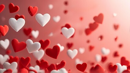 Classic Background for Valentine's Day: White and Red Hearts on a Pink Background
