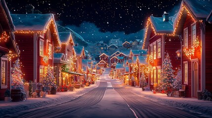 Winter market in Oslo with festive lights