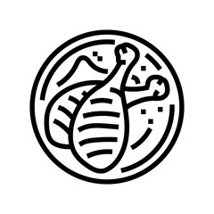 leg chicken dish line icon vector. leg chicken dish sign. isolated contour symbol black illustration