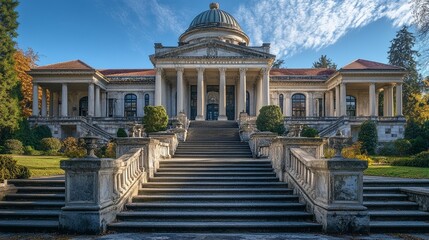 Fototapeta premium Historic Courthouse with Dome, Columns, and Grand Staircase