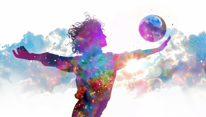 Obraz premium Dancing Through the Clouds: A Creative Collage Portrait
