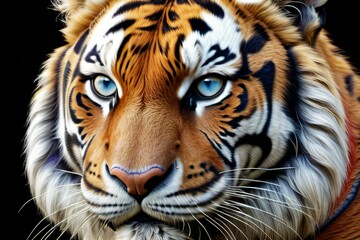 Fototapeta premium a tiger with smooth body contours,marble,light,blue,yellow,red,green,purple,white,orange,realistic,detailed,detailed