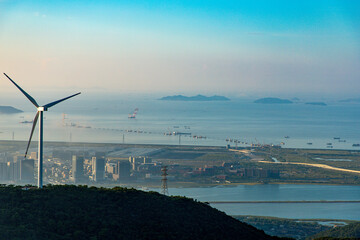 Ningbo City, Zhejiang Province - City skyline from aerial perspective