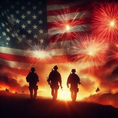 Fototapeta premium Military Salute to the Flag | Soldier Paying Tribute | Military Salute in Uniform | Soldier Saluting with Respect