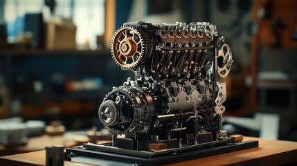 Fototapeta premium Cutaway View of a Modern Engine