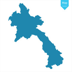 Abstract - High Detailed blue Map of Laos isolated on white background. for your web site design map logo, app, Travel. Vector illustration eps10.