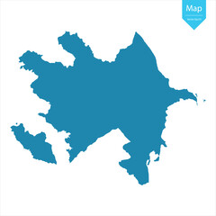 Naklejka premium Abstract - High Detailed blue Map of Azerbaijan isolated on white background. for your web site design map logo, app, Travel. Vector illustration eps10.