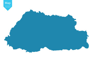 Fototapeta premium Abstract - High Detailed blue Map of Bhutan isolated on white background. for your web site design map logo, app, Travel. Vector illustration eps10.