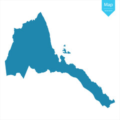 Fototapeta premium Abstract - High Detailed blue Map of Eritrea isolated on white background. for your web site design map logo, app, Travel. Vector illustration eps10.