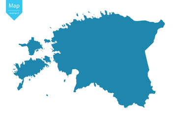 Abstract - High Detailed blue Map of Estonia isolated on white background. for your web site design map logo, app, Travel. Vector illustration eps10.