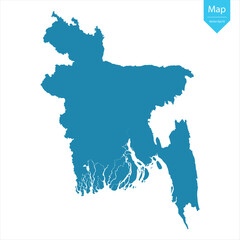 Abstract - High Detailed blue Map of Bangladesh isolated on white background. for your web site design map logo, app, Travel. Vector illustration eps10.