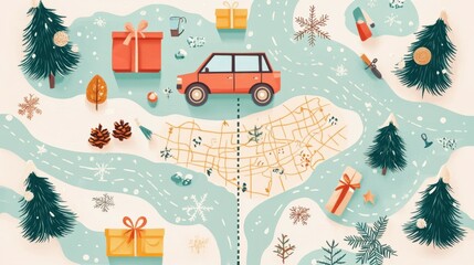 Create your ultimate festive road trip checklist for a cozy adventure with map icons