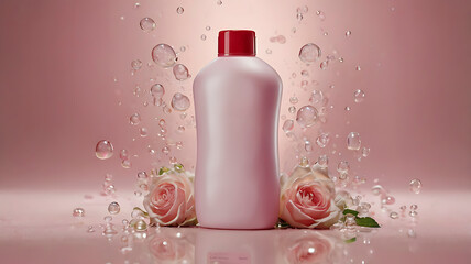 Elegant Detergent Packaging with Soft Pink Background for a Fresh Look